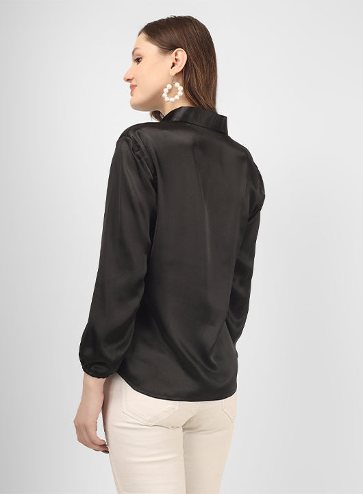 This stylish plain satin party shirt top is a timeless addition to your wardrobe, perfect for all seasons.