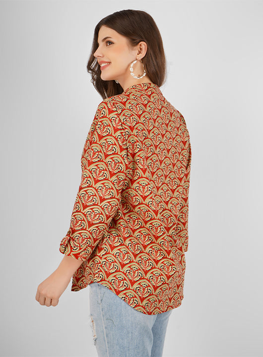 Refresh your wardrobe with this cotton floral print top, a perfect blend of elegance and comfort. Made from soft, breathable cotton fabric