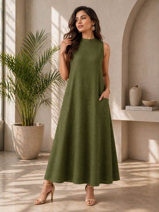 Women’s Summer Cotton Ankle-Length Maxi Dress | Breathable Casual A-Line Long Dress