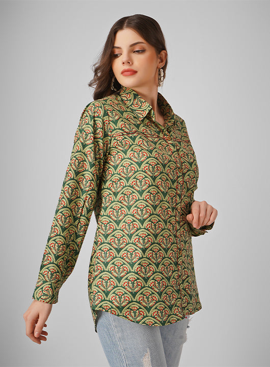 Refresh your wardrobe with this cotton floral print top, a perfect blend of elegance and comfort. Made from soft, breathable cotton fabric