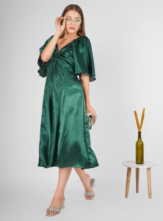Elegant Green Satin Dress – Sweetheart Neckline Party & Evening Wear
