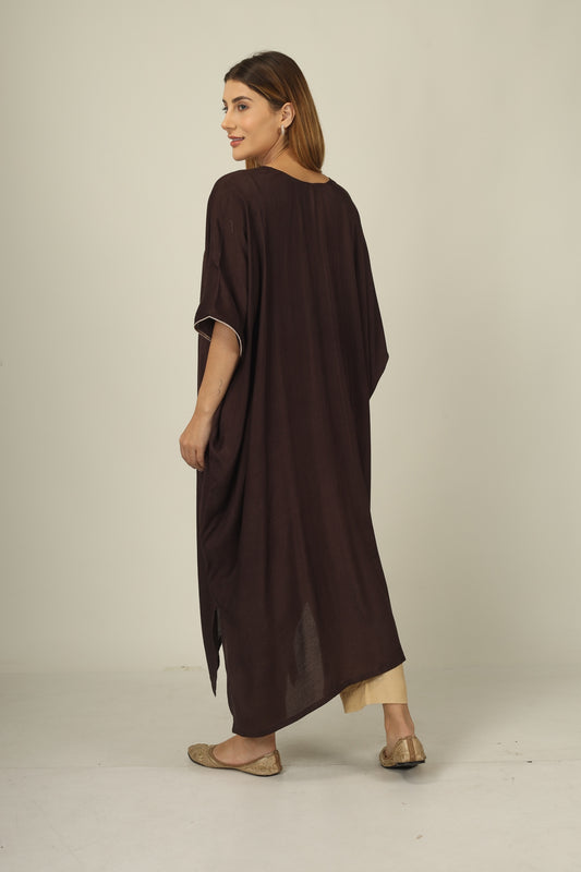 Make a statement in style with our chocclate brown kaftan suit set