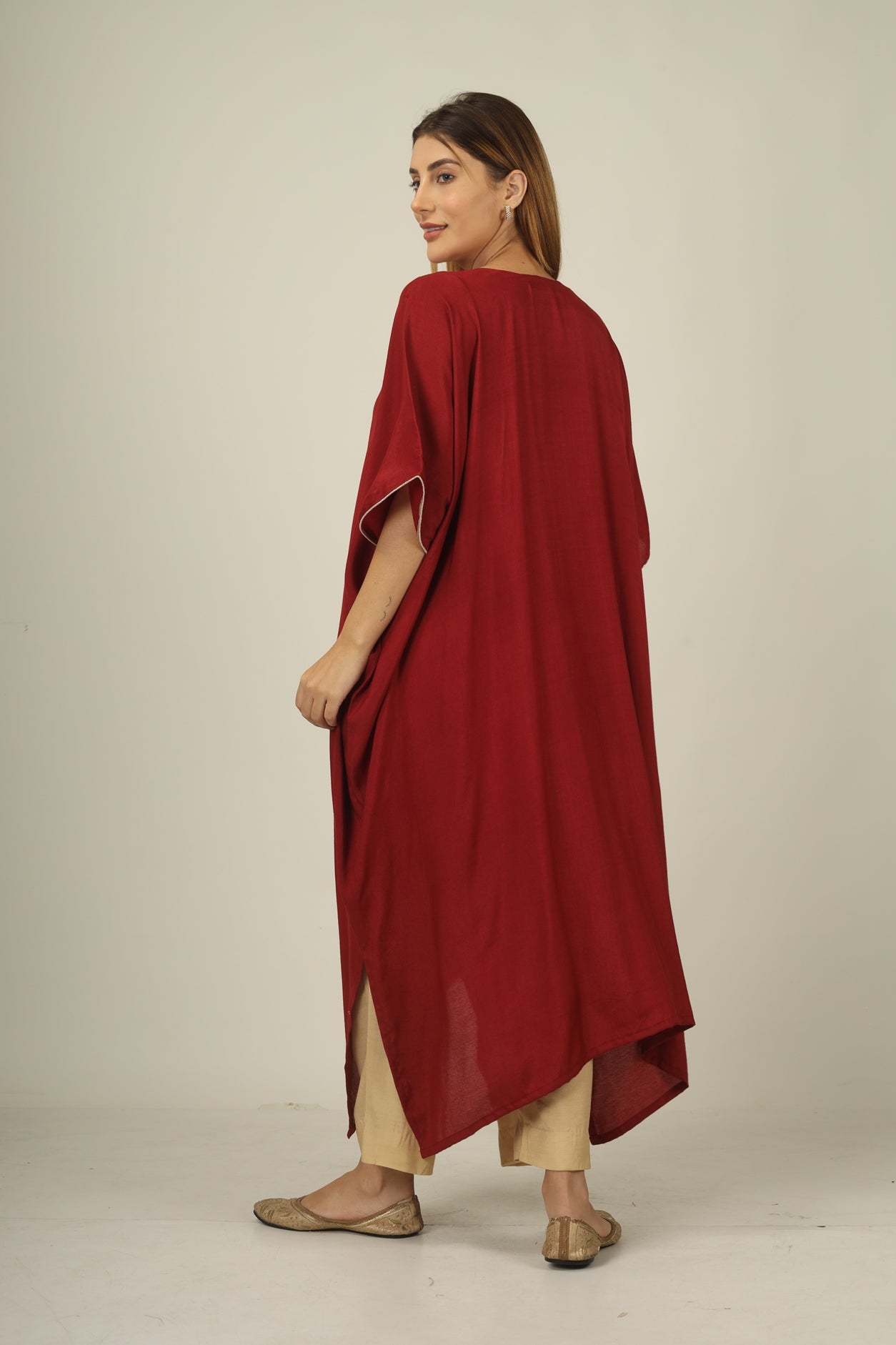 Make a statement in style with our choclate brown kaftan suit set