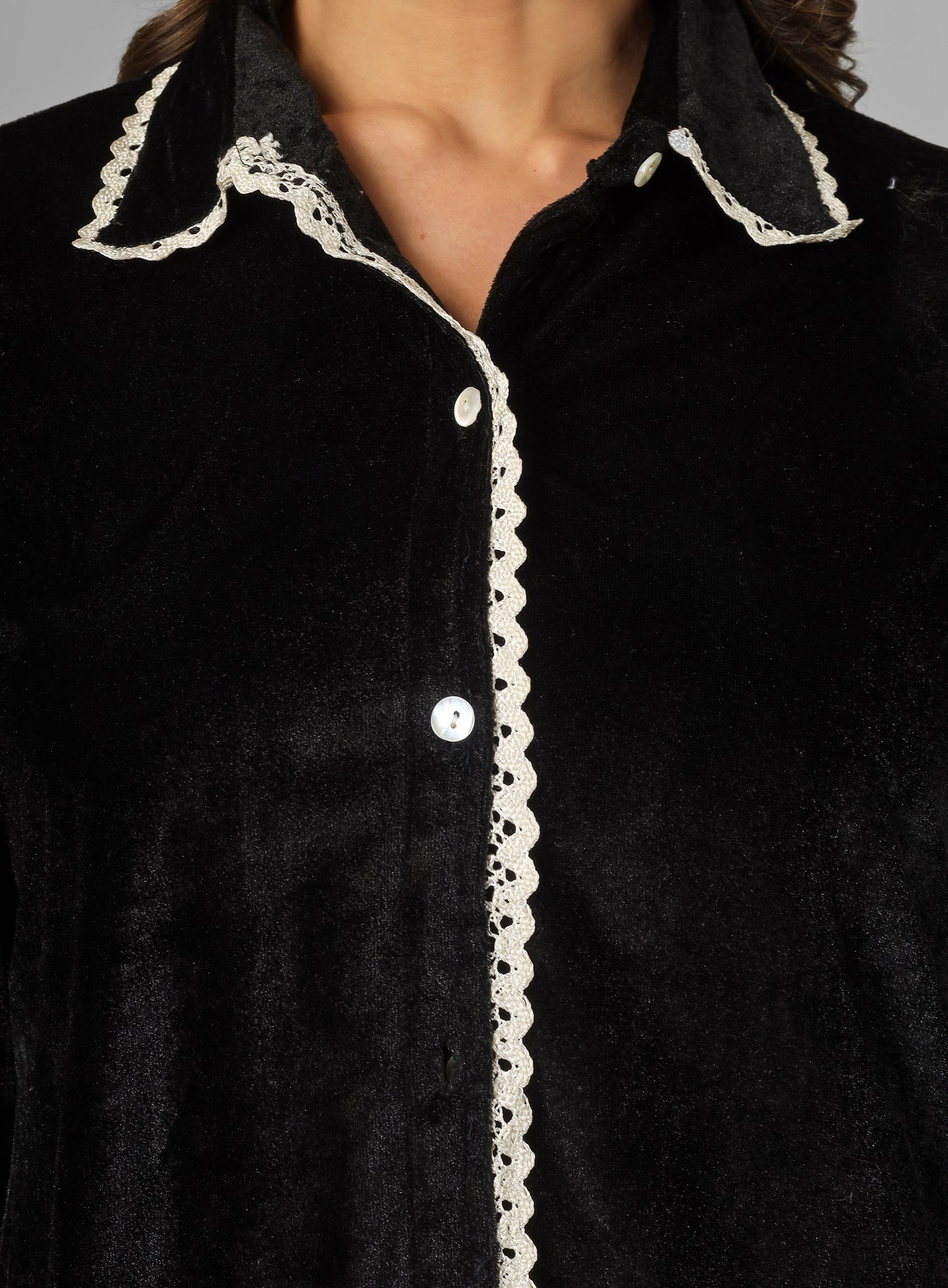 Tendy overlap Black velvet lounge wear for all day wear