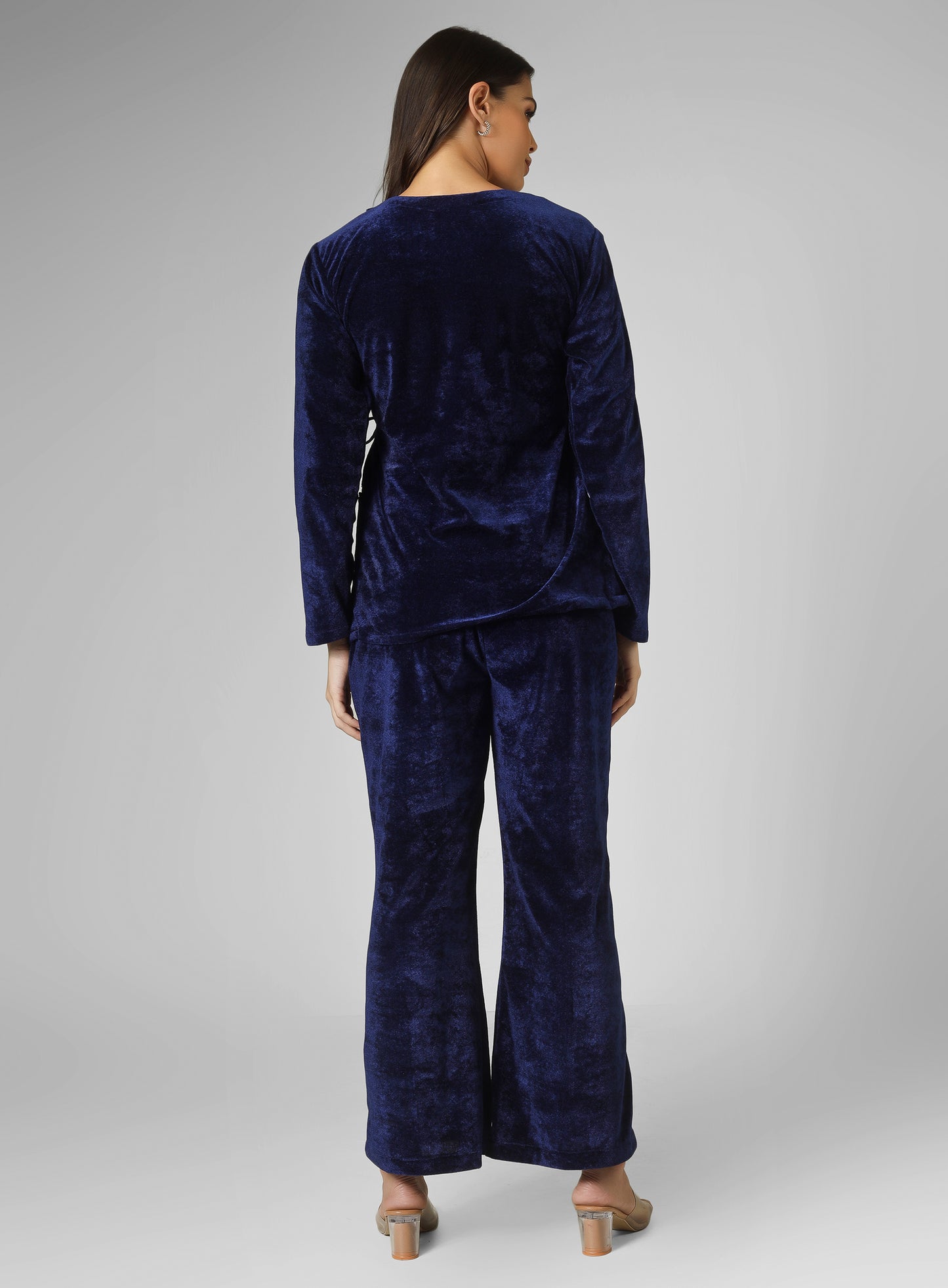 Tendy overlap Blue velvet lounge wear for all day wear