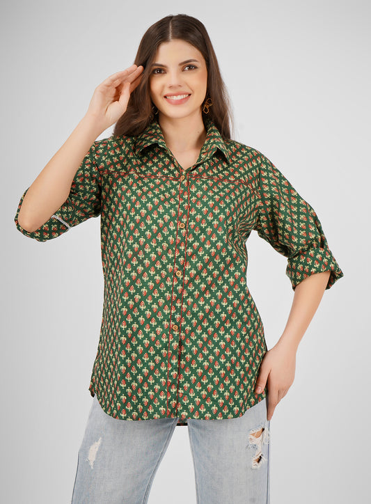 This cotton shirt stands apart with its unique design and relaxed fit. Featuring a classic silhouette,