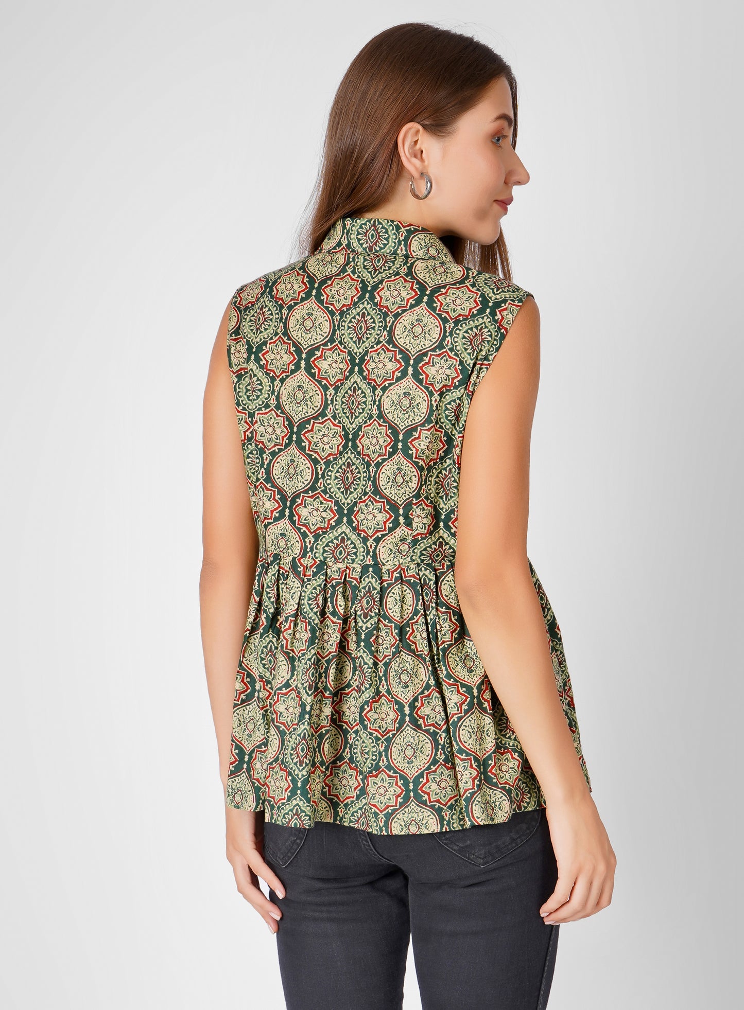 Cotton Peplum Shirt with Unique Design & Subtle Detailing