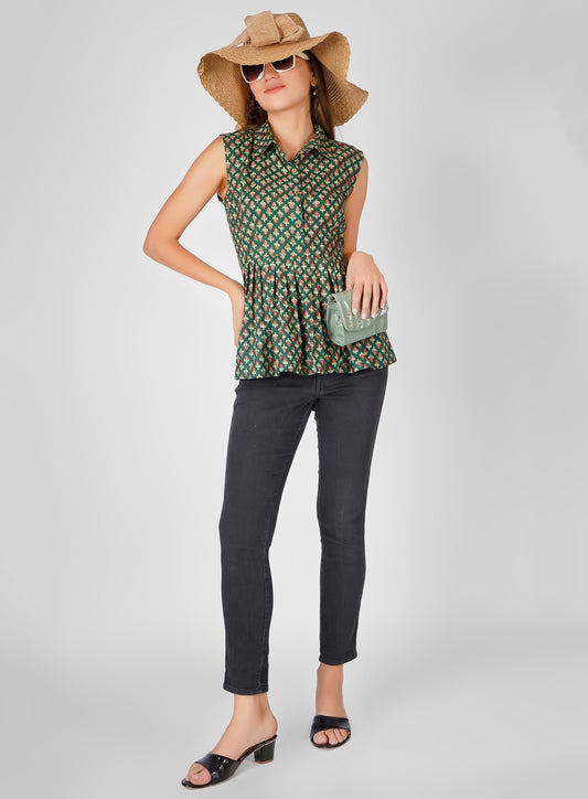 Cotton Peplum Shirt with Subtle Detailing – Casual & Semi-Formal