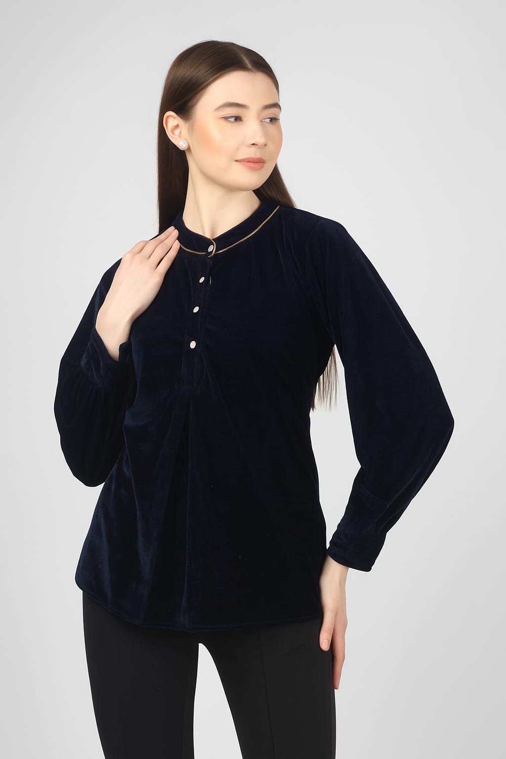 Trendy Solid Black and navy blue Long Top with Full Sleeves – Perfect Party Wear