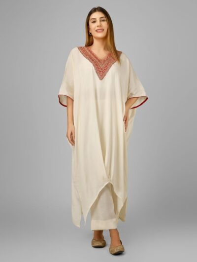 Designer Kaftan with hand work neckline