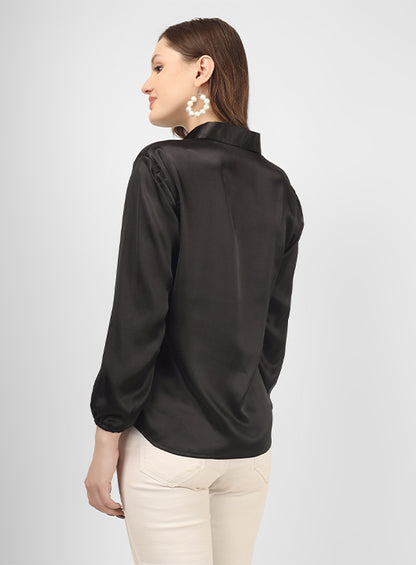 This stylish plain satin party shirt top is a timeless addition to your wardrobe, perfect for all seasons.