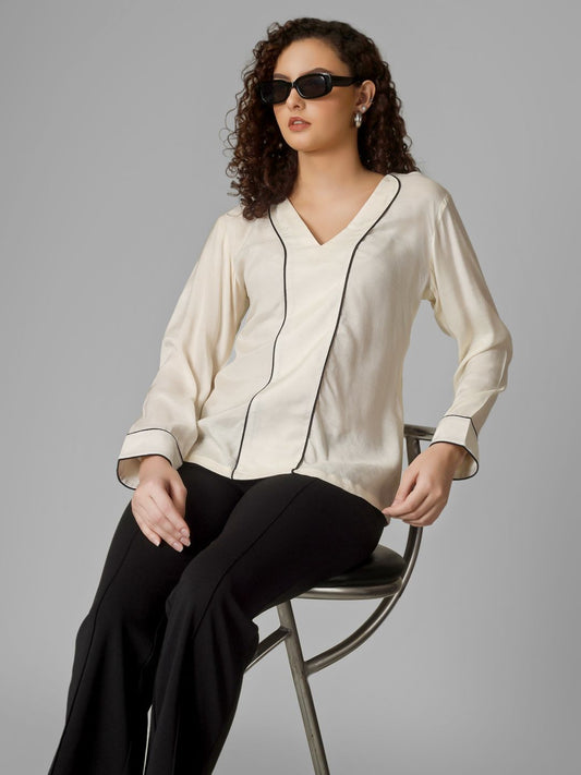 Formal Trendy Shirt with Black Piping Detailing