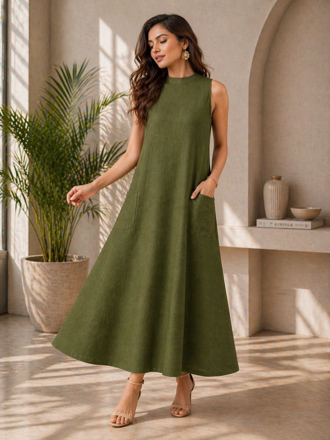 Women’s Summer Cotton Ankle-Length Maxi Dress | Breathable Casual A-Line Long Dress