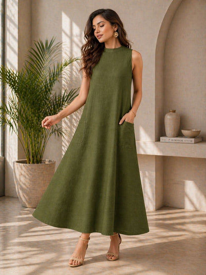 Women’s Summer Cotton Ankle-Length Maxi Dress | Breathable Casual A-Line Long Dress