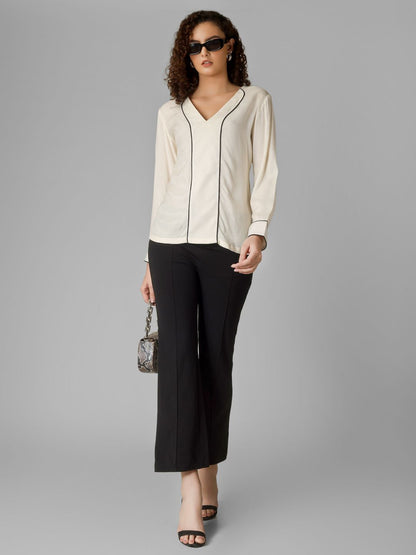 Formal Trendy Shirt with Black Piping Detailing