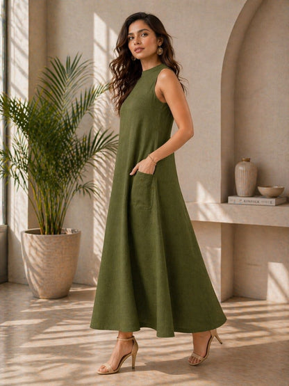 Women’s Summer Cotton Ankle-Length Maxi Dress | Breathable Casual A-Line Long Dress