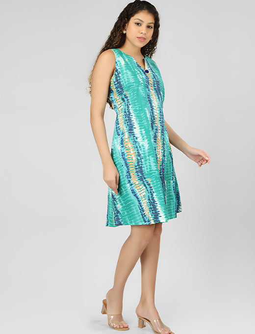 Bring on the sunshine with this Stylish Tie-Dye Halter Neck Dress, designed for effortless summer vibes all day long.