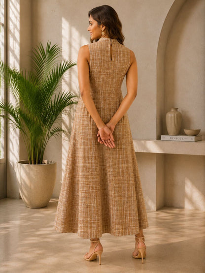 Women's Sleeveless Khadi Long Dress with Pockets