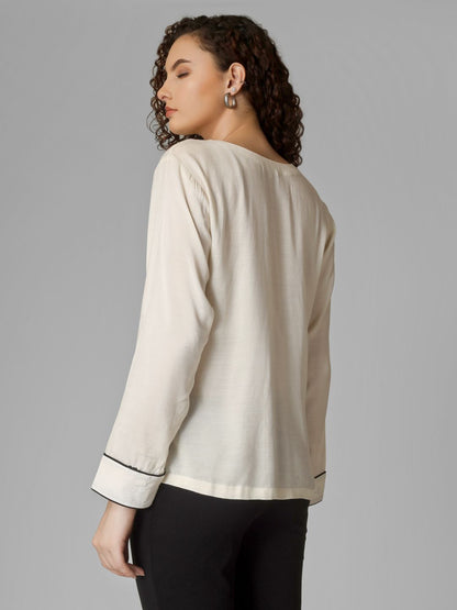 Formal Trendy Shirt with Black Piping Detailing