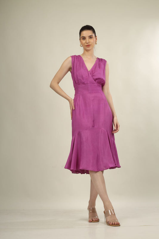 Sleeveless Overlap V-Neck Long Dress | All-Season & Occasion Wear