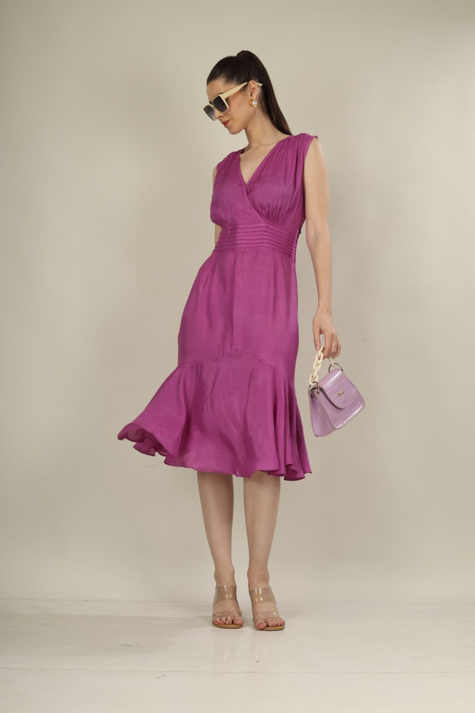 Sleeveless Overlap V-Neck Long Dress | All-Season & Occasion Wear