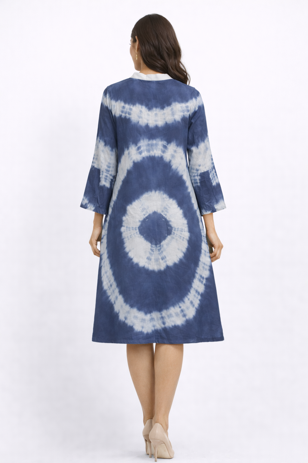 Grey Tie-Dye A-Line Kurti Dress