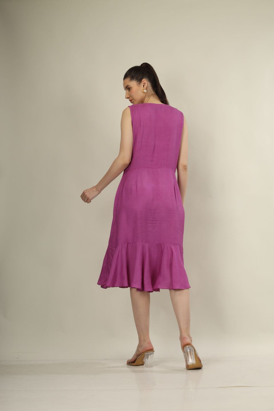 Sleeveless Overlap V-Neck Long Dress | All-Season & Occasion Wear