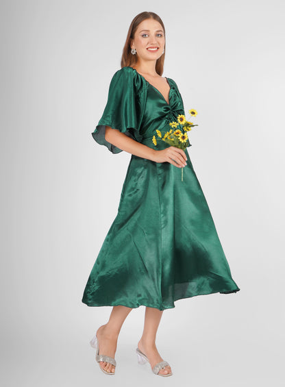 Elegant Green Satin Dress – Sweetheart Neckline Party & Evening Wear