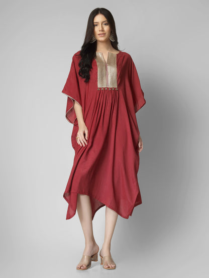 Festive Gota Neck Kaftan Dress – Statement Elegance for Every Occasion”