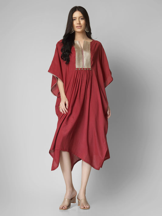 Festive Gota Neck Kaftan Dress – Statement Elegance for Every Occasion”