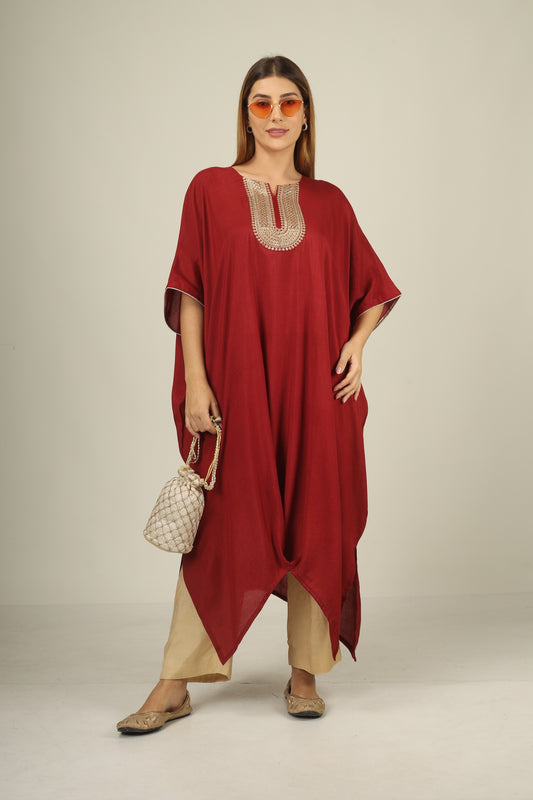 Make a statement in style with our &nbsp;choclate brown kaftan suit set