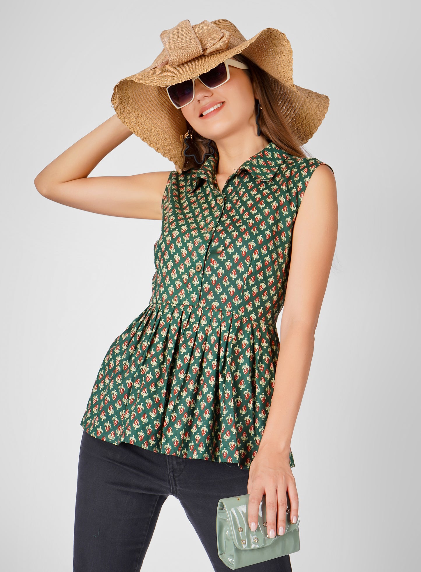 Cotton Peplum Shirt with Subtle Detailing – Casual & Semi-Formal