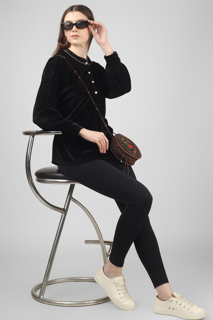 Trendy Solid Black and navy blue  Long Top with Full Sleeves – Perfect Party Wear