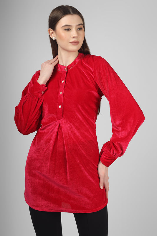 Trendy Magenta Pink Long Top with Full Sleeves – Perfect Party Wear