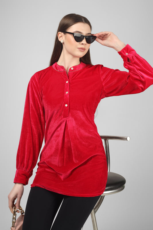 Trendy Magenta Pink Long Top with Full Sleeves – Perfect Party Wear