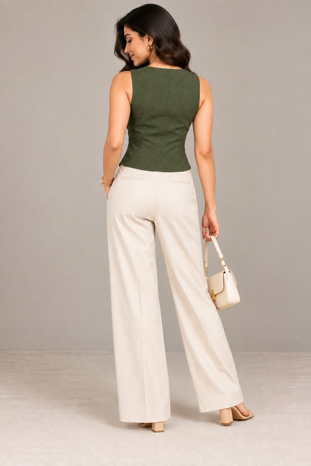 Women’s Sleeveless Button-Front Tailored Vest Top