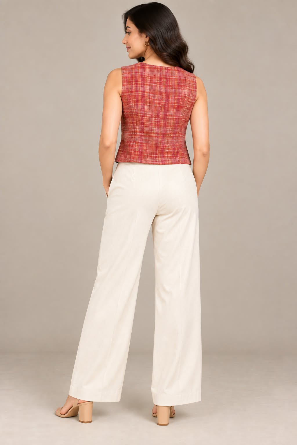 Women’s Sleeveless Button-Front Tailored Vest Top
