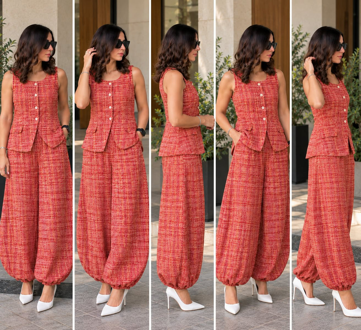 Women's Textured Sleeveless Top & Balloon Pants Co-Ord Set