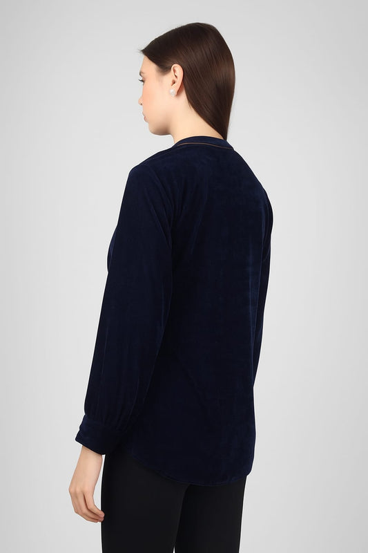 Trendy Solid navy blue  Long Top with Full Sleeves – Perfect Party Wear