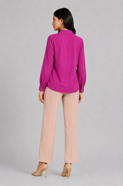 Women’s Solid Brown Relaxed Fit Top with Flap