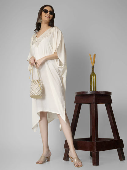 Elegant Off-White Kaftan Dress