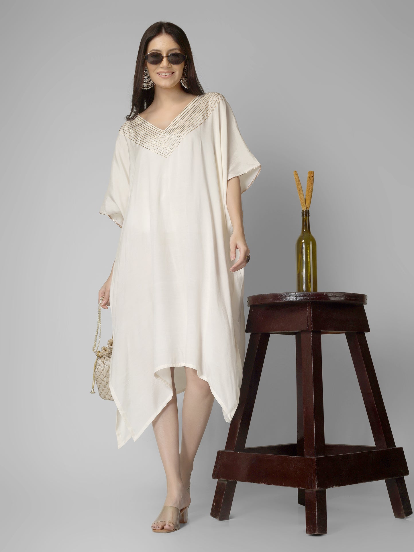 Elegant Off-White Kaftan Dress