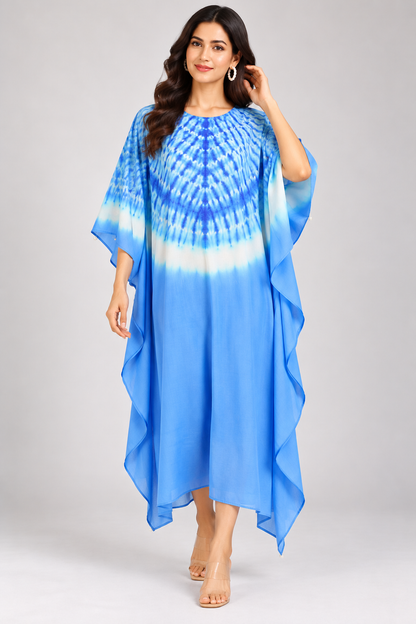 Elegant Tie- Dye  Kaftan Dress | Flowing Relaxed Fit | Women’s Casual & Party Wear