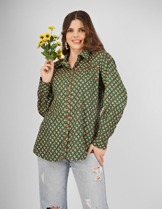 Cotton Green front open printed stylish shirt