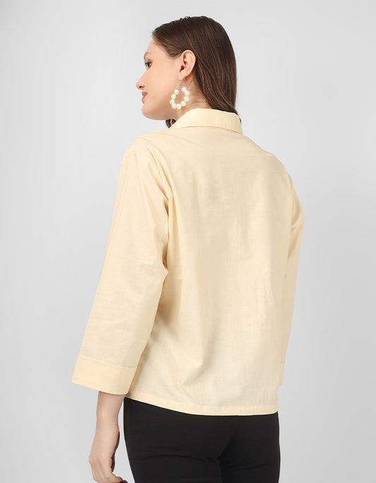 Cotton stylish off white short shirt for workwear and casual wear