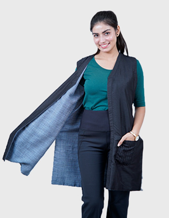 Elevate Your Wardrobe with Our Pure Raw Silk Reversible Jacket with pocket