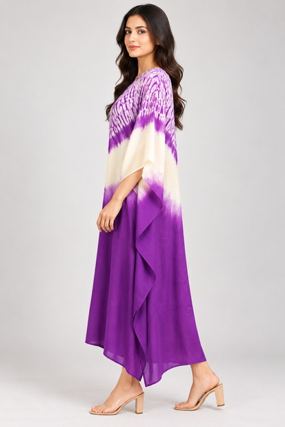 Elegant Tie- Dye  Kaftan Dress | Flowing Relaxed Fit | Women’s Casual & Party Wear