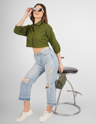 Buy Cotton Solid Crop Top Online for Women