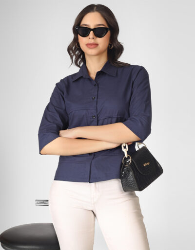 Navy blue stylish shirt top for workwear
