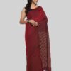 Buy Maroon Linen Saree with Blouse and Strip Online